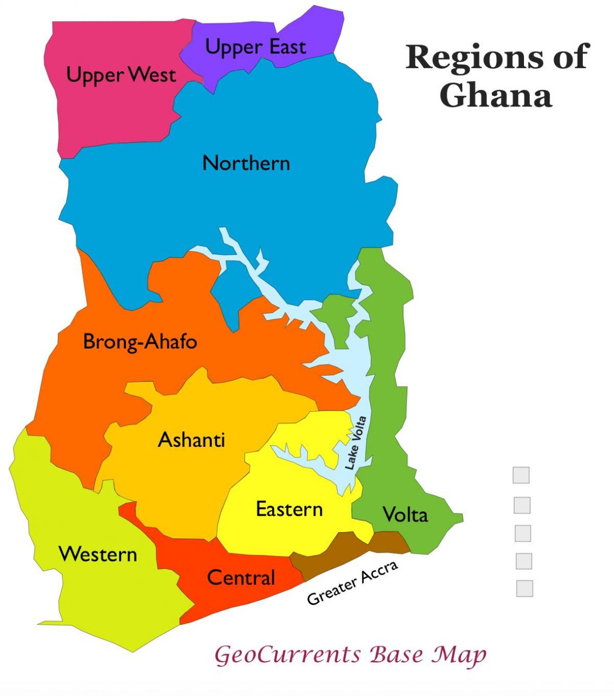 карта Ганы с указанием регионов