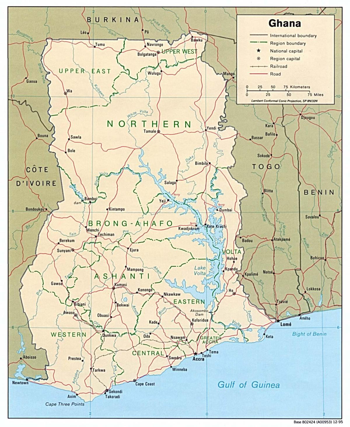Гана карта с городами и поселками