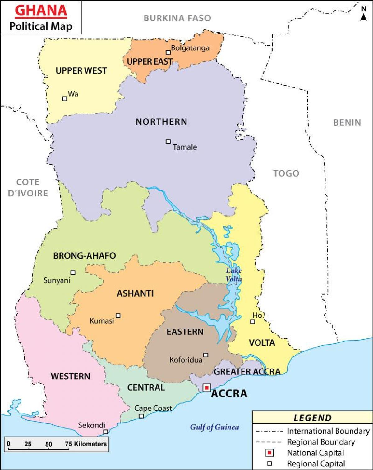 Карта политических Гана