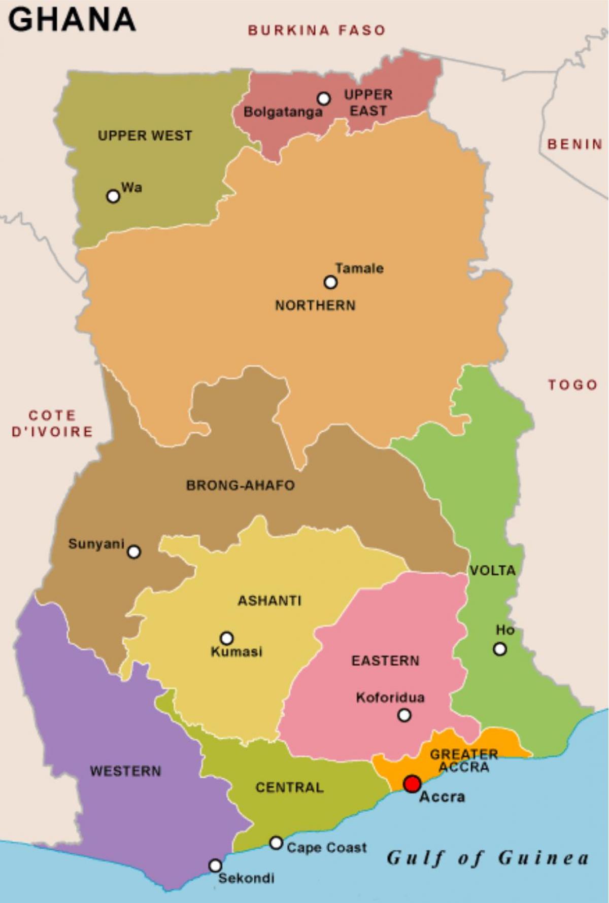 Гана карта и регионов