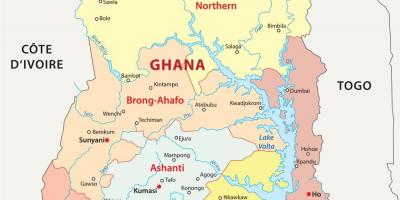Карта Ганы показывая округов